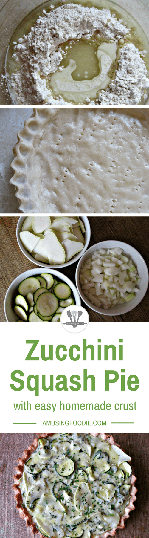 This zucchini squash pie is perfect for summer and the simple crust is made from scratch, right in the pan!