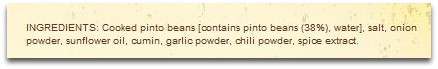 Old El Paso refried bean ingredient list on the website from 2012.
