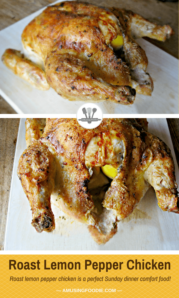 Roast lemon pepper chicken is a perfect Sunday dinner comfort food!