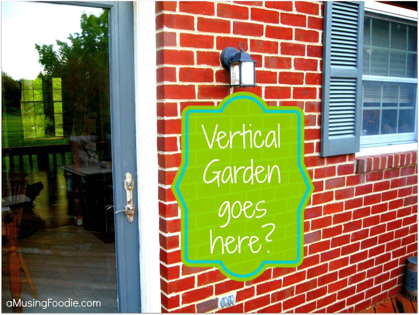 Vertical garden on a brick wall.