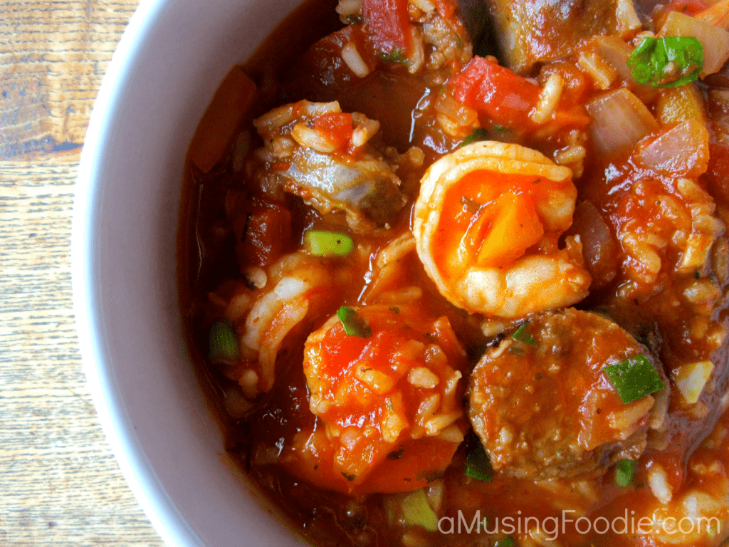 Bratwurst and Shrimp Jambalaya This bratwurst and shrimp jambalaya is the ultimate comfort food, layered with all sorts of savory flavors and ready on your stove top in a little over an hour.