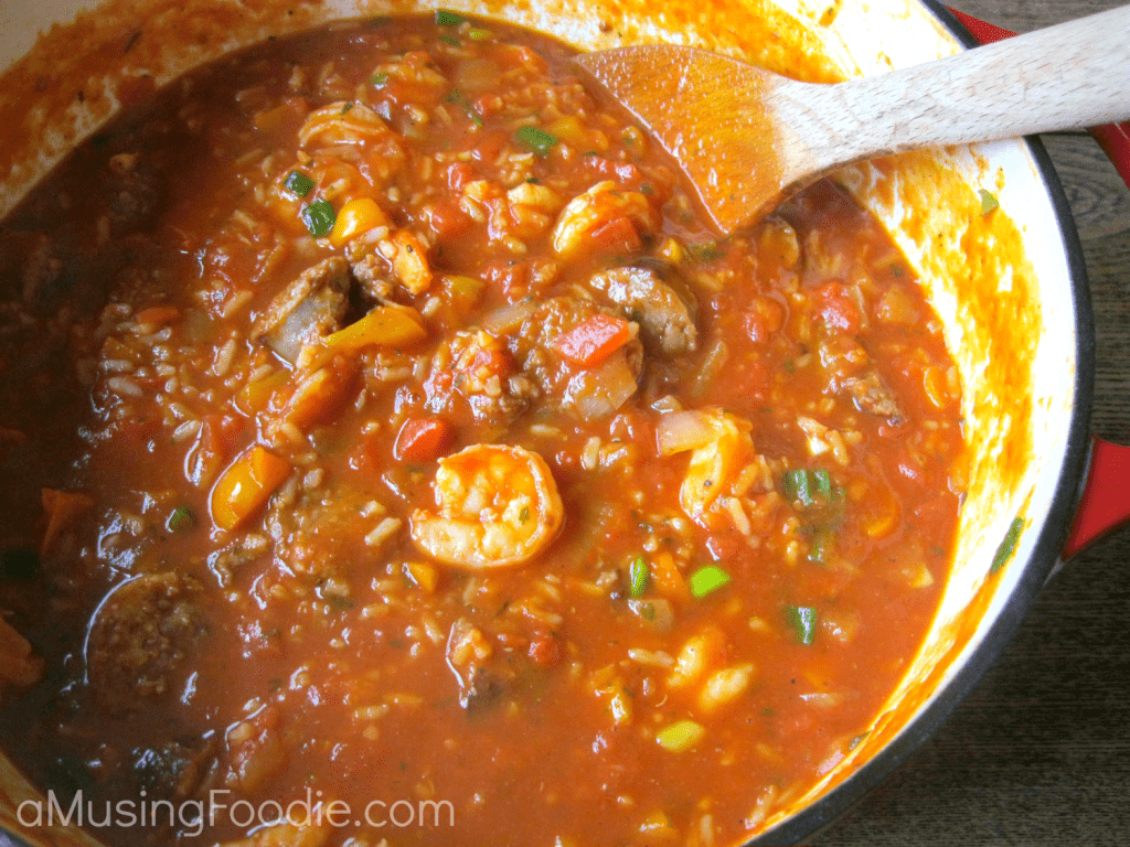 Bratwurst and Shrimp Jambalaya This bratwurst and shrimp jambalaya is the ultimate comfort food, layered with all sorts of savory flavors and ready on your stove top in a little over an hour.