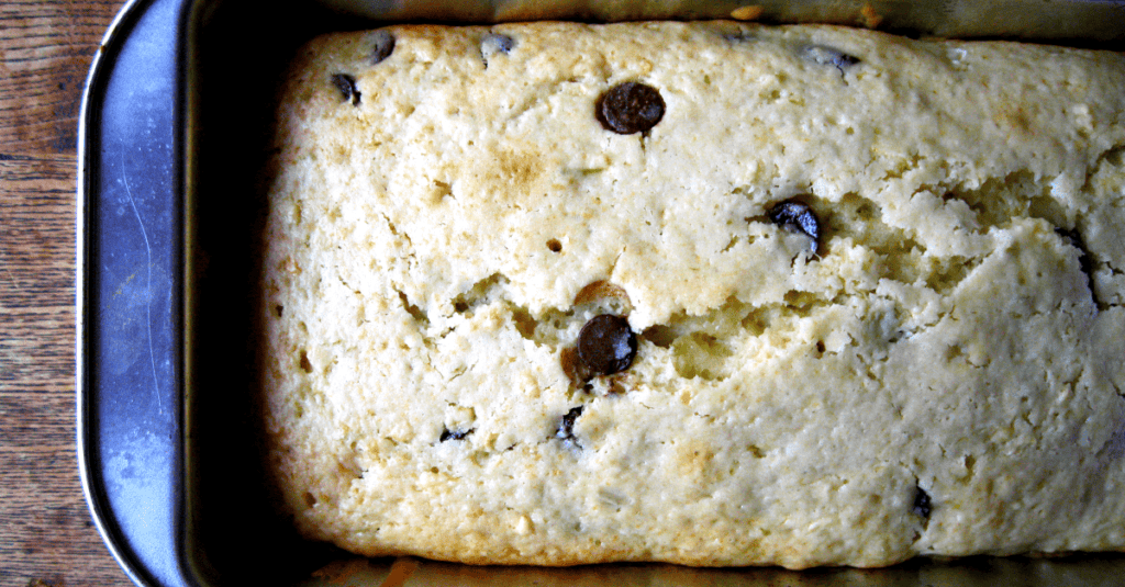 Chocolate Lime Zucchini Bread A loaf of chocolate lime zucchini bread cooling in the pan.