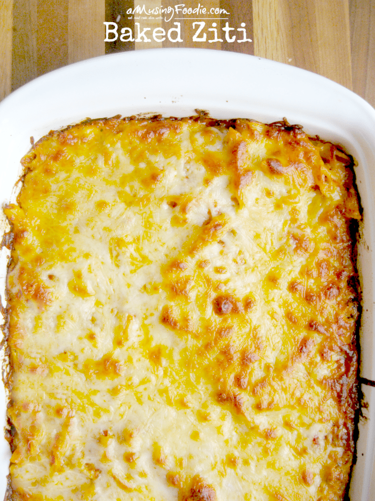 This yummy baked ziti recipe makes enough to feed a crowd or to portion out for leftovers!