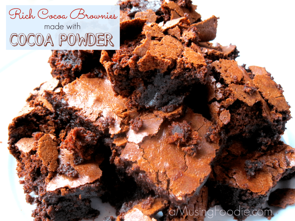 Rich Cocoa Brownies A couple of years ago I discovered that baking rich and chewy cocoa brownies from scratch was just as easy as making the boxed variety.