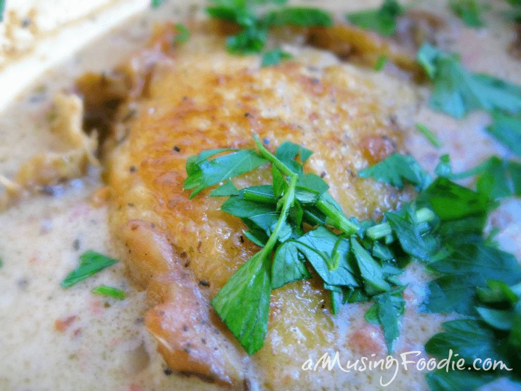 Crispy Braised Chicken Thighs in Dijon Sauce