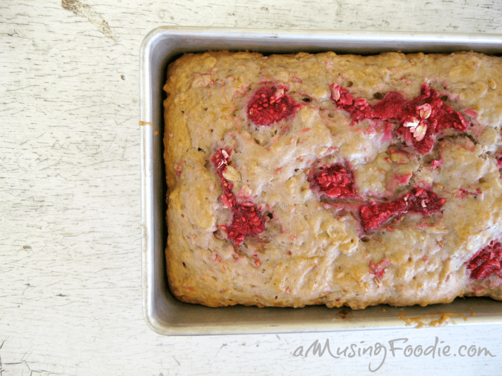 Raspberry Oatmeal Banana Bread