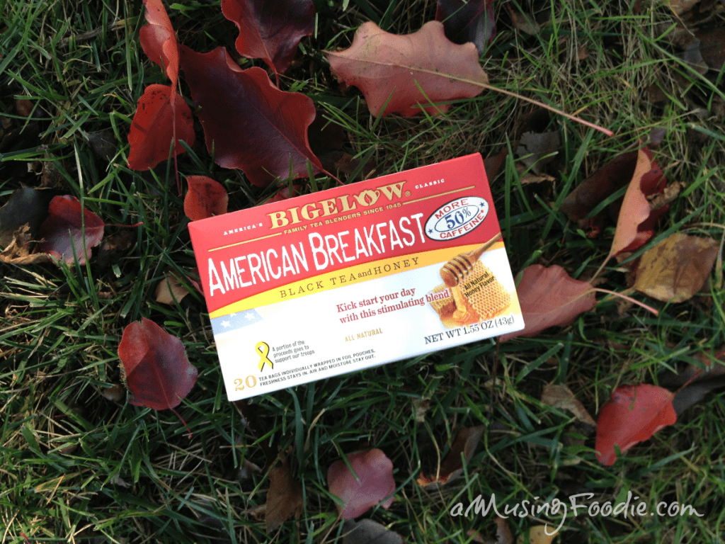 Bigelow American Breakfast Tea: In autumn, when the leaves are falling, a fire's going in the fireplace and the air is crisp, a warm mug of tea totally hits the spot.