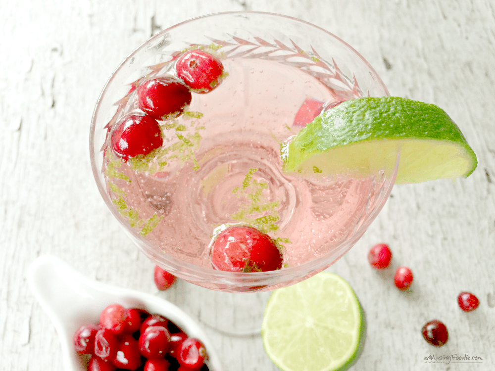 Sparkling Cranberry Blackcurrant Lime Cocktails