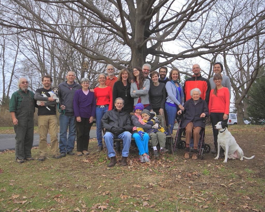 Hawkins family gathered together outside on Thanksgiving.