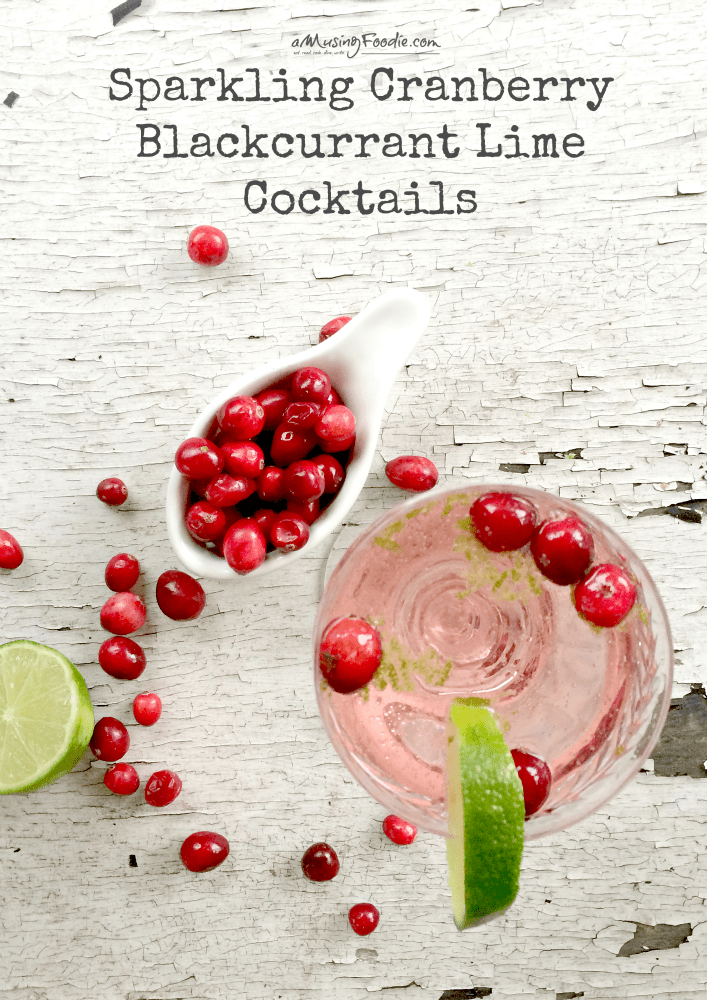 Sparkling Cranberry Blackcurrant Lime Cocktails!