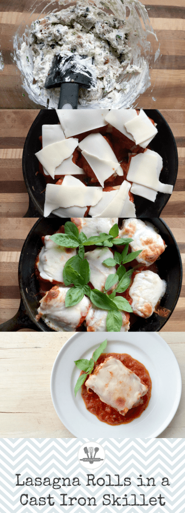 Lasagna rolls in a cast iron skillet are a simple and tasty way to tweak your traditional Italian casserole recipe.