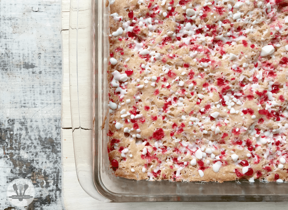 These peppermint sugar cookie bars are a breeze to make and have a fun candy "crunch" from the fresh and flavorful peppermint baking chips!