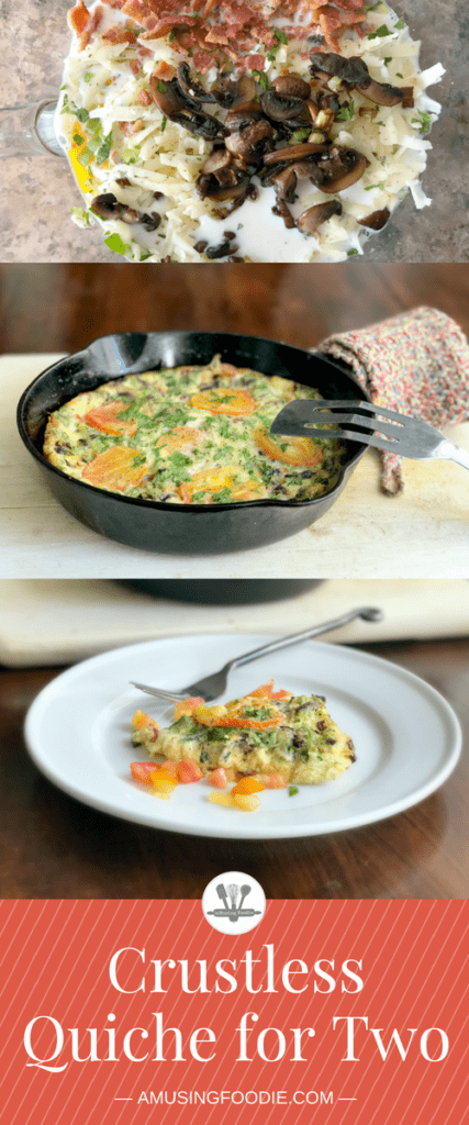 This savory crustless quiche for two is perfect for brunch (or dinner)! It's simply made, with Nellie's® Free Range Eggs, two kinds of cheddar from the Cabot® Creamery co-op of Vermont farm families, bacon, parsley and an assortment of veggies—including organic mushrooms, green onions and ripe heirloom tomatoes from the garden (or from your local farmers' market).