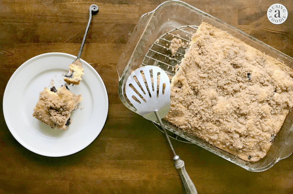 This blueberry muffin cake is all the mouth-watering flavor of traditional blueberry muffins—complete with a yummy crumble topping! —without the fuss of filling tins or storing individual muffins.
