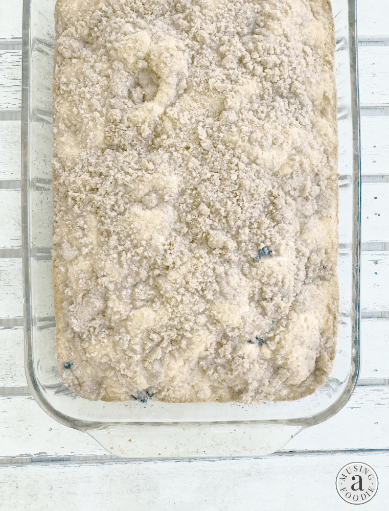 This blueberry muffin cake is all the mouth-watering flavor of traditional blueberry muffins—complete with a yummy crumble topping! —without the fuss of filling tins or storing individual muffins.