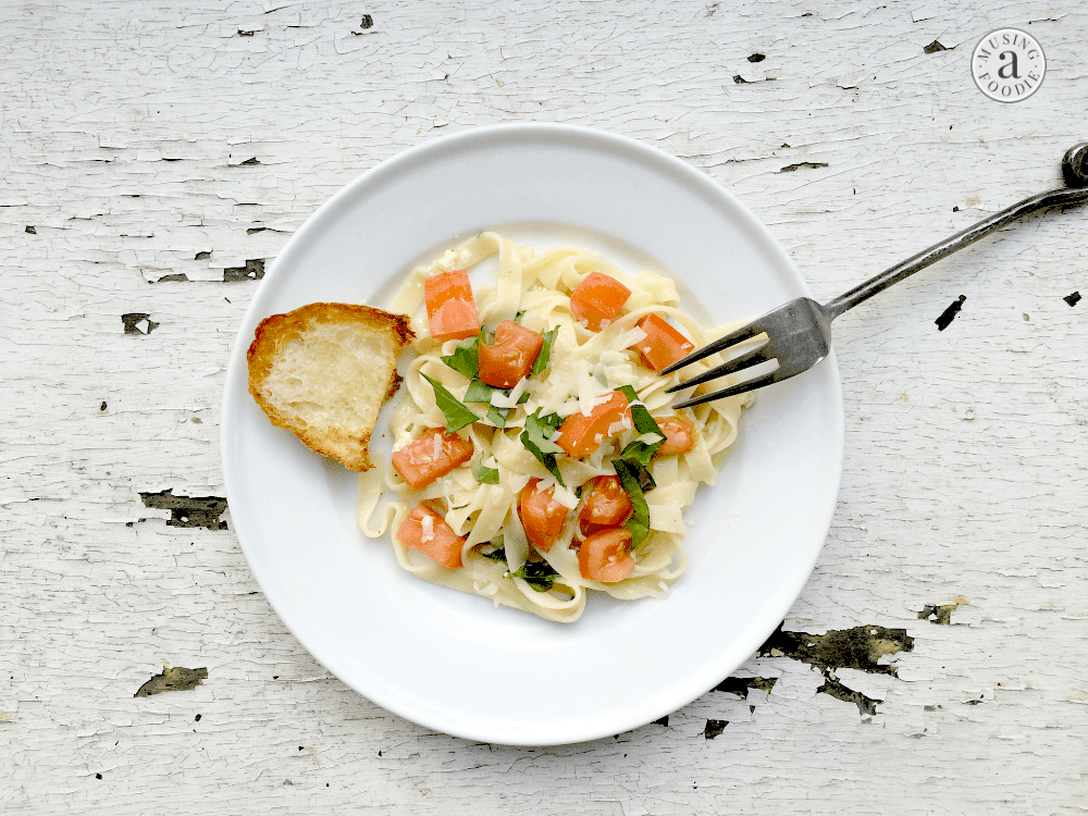 This simple, versatile tomato basil fettuccine is ready in fifteen minutes!